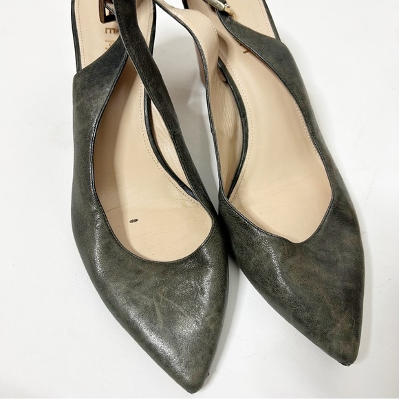 M. Gemi Calamo High Heels Slingback Pointed Toe Gray Leather Size (42/11) - Picture 2 of 7